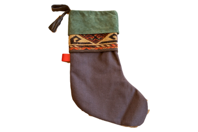 Antique Rug Fragment Stocking Green