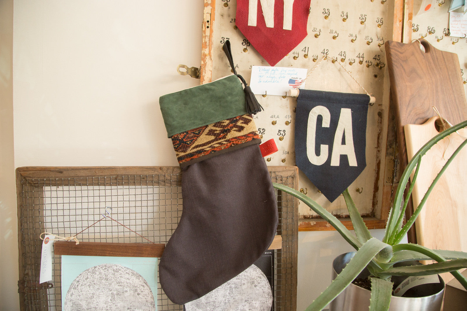 Antique Rug Fragment Stocking Green