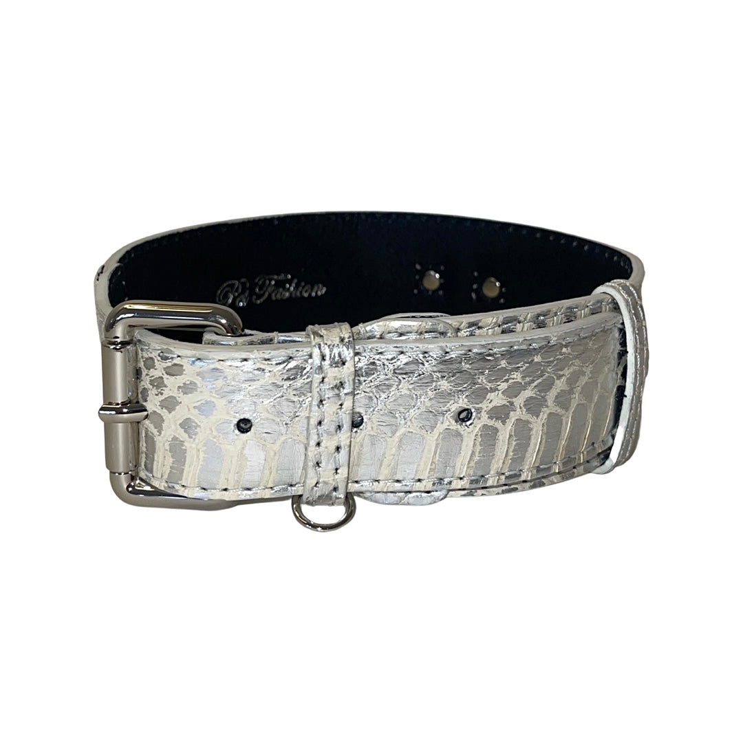 Stunning Silver Snake Classic Collar With Silver Classic Hardware by Allysa Payne Beverly Hills - main product image for Resin Society