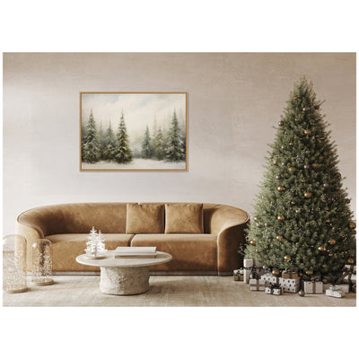 Sylvie Framed Canvas Traditional Snowy Forest Landscape by The Creative Bunch Studio
