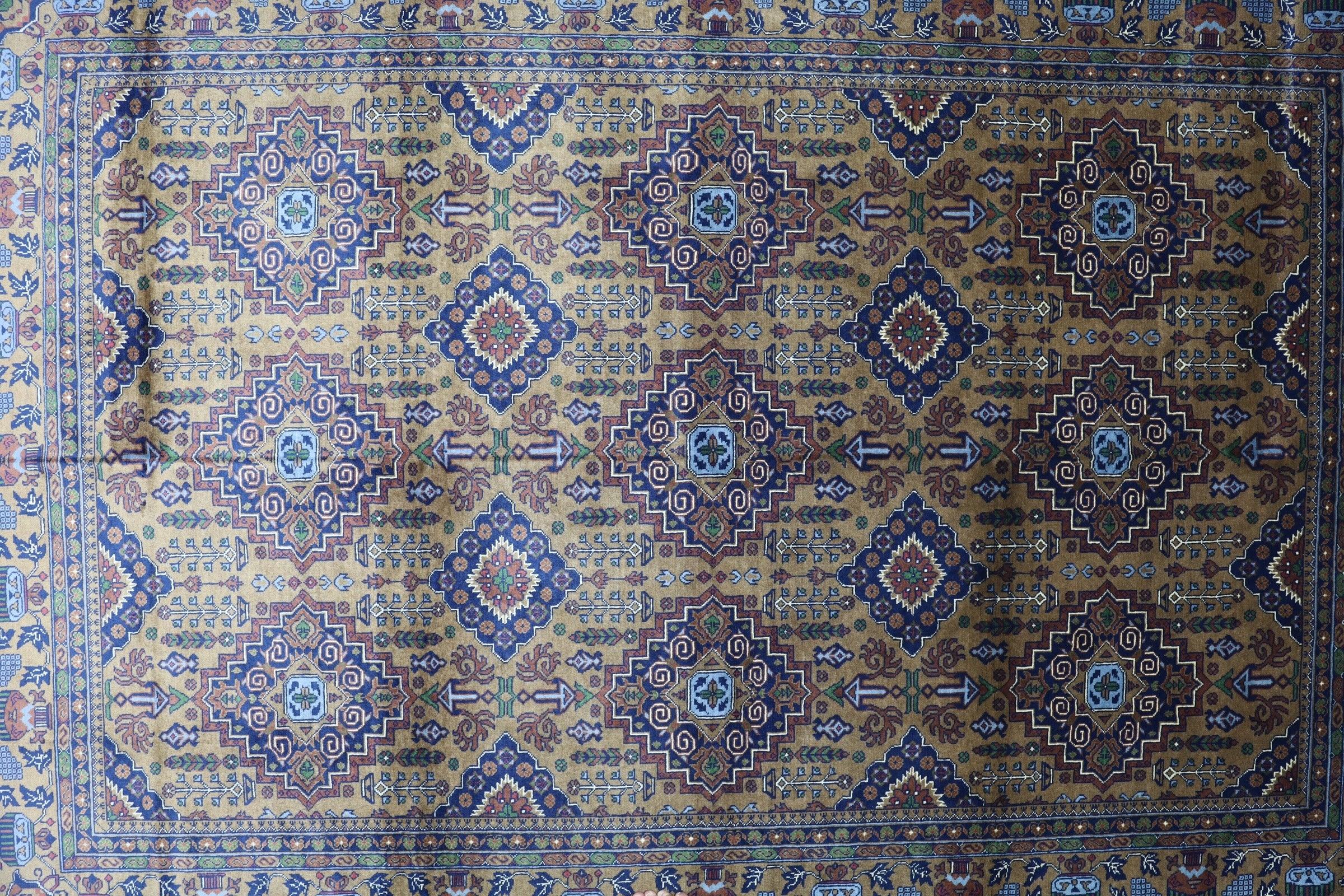 Hand-Knotted Zerkhaki Afghan Wool Area Rug – 6'7" x 9'7" by Rugistan - product image 4 for Resin Society