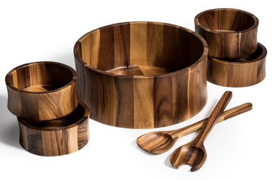 Extra Large Salad Bowl with Servers and 4 Individuals - 328C7 by Kalmar Home - main product image for Resin Society