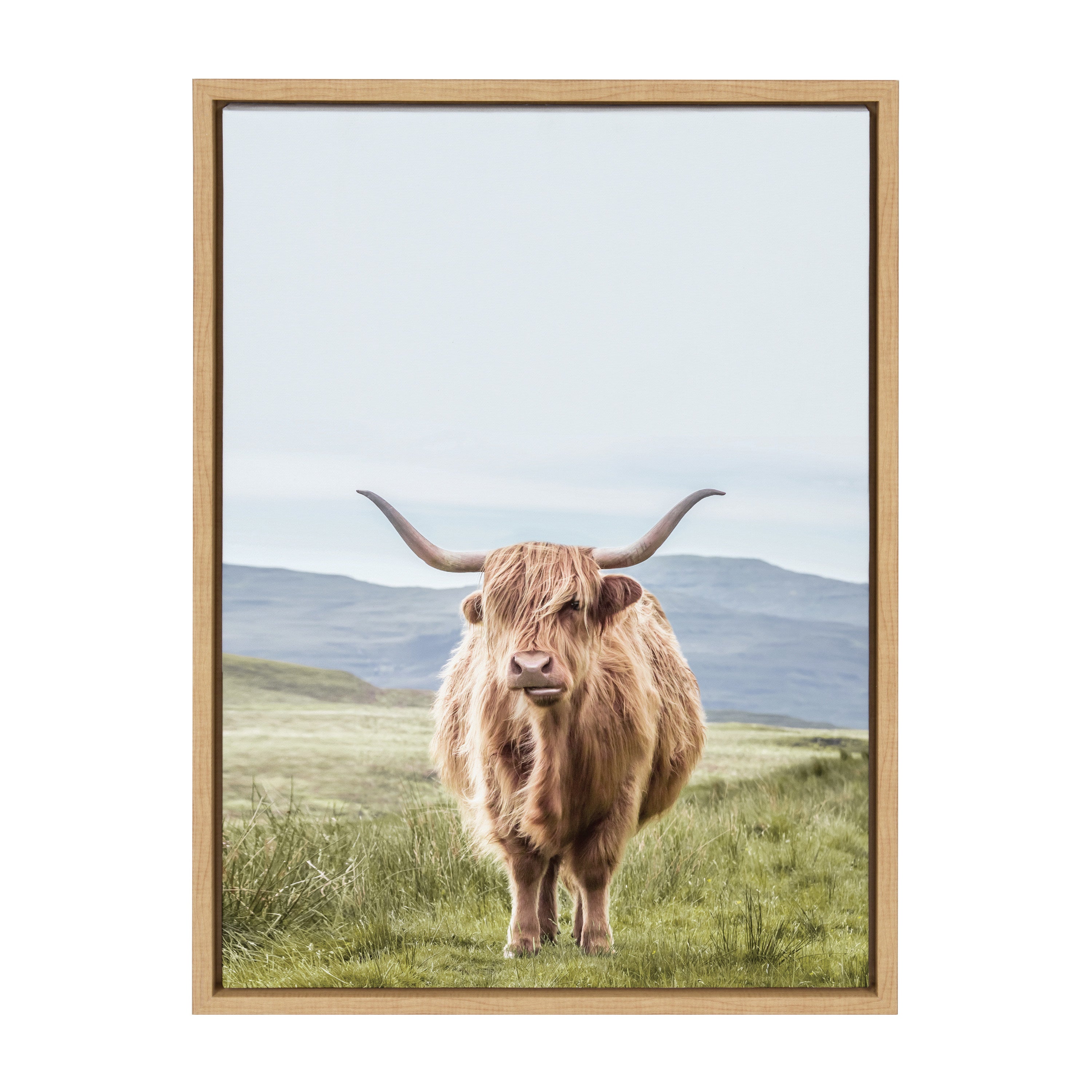 Sylvie Highland Cow Mountain Landscape Framed Canvas by The Creative