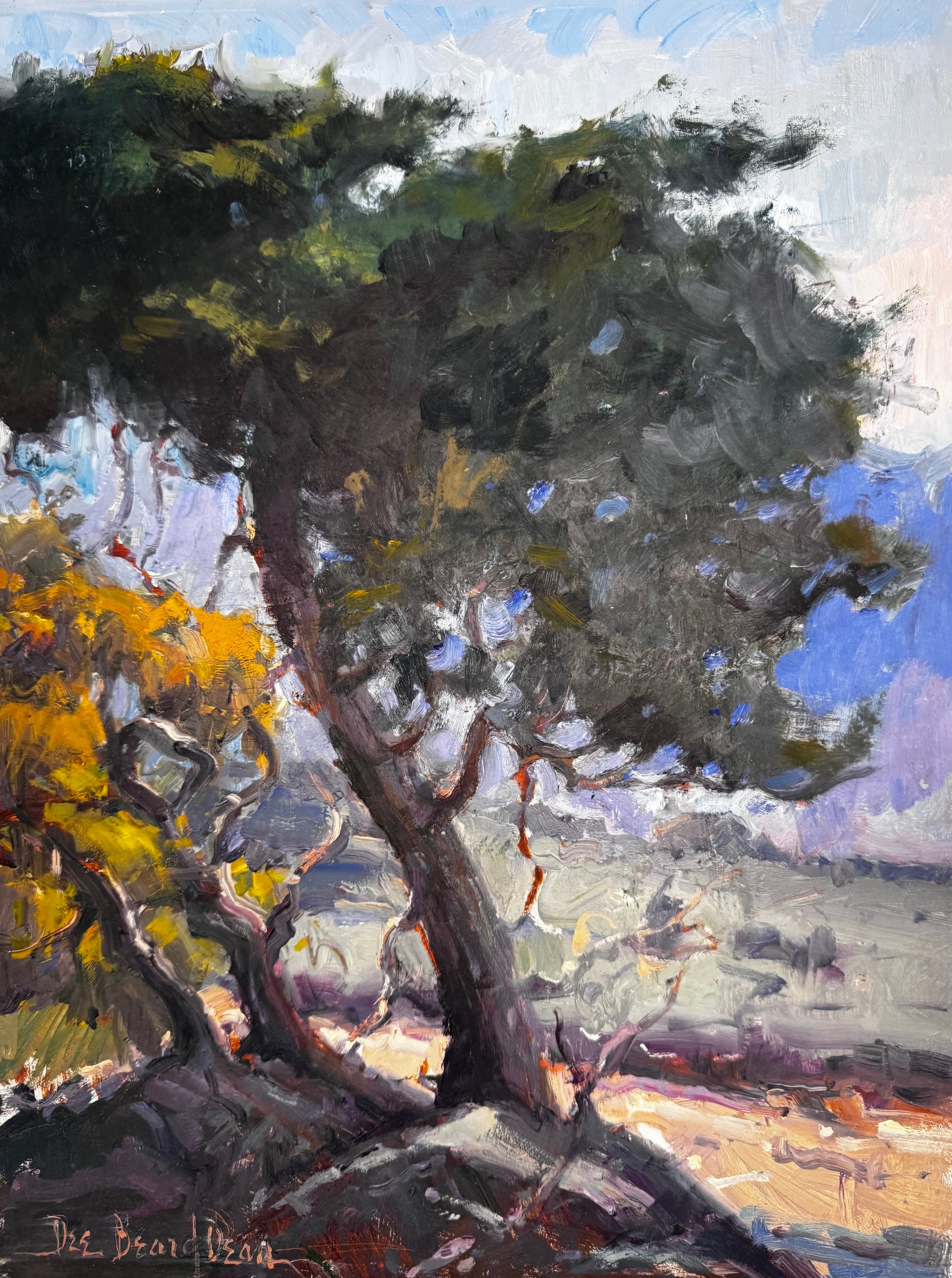 Thirty Two by John Beard Collection, a 12x16 board painting featuring a softly detailed landscape in serene twilights.