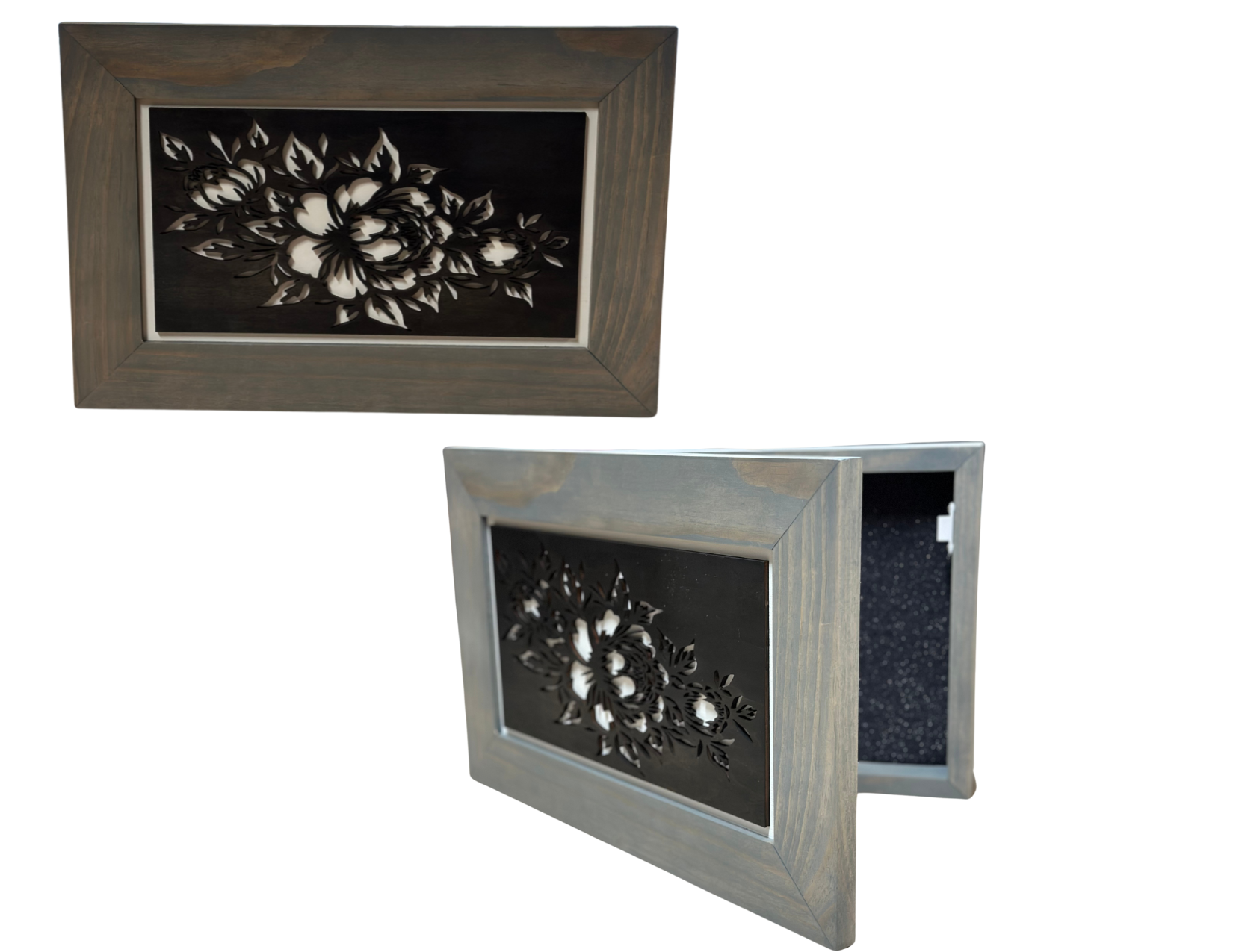 Peony (Gray) Gun Safe - Wall Mounted Decorative Secure Gun Cabinet by Bellewood Designs - main product image for Resin Society