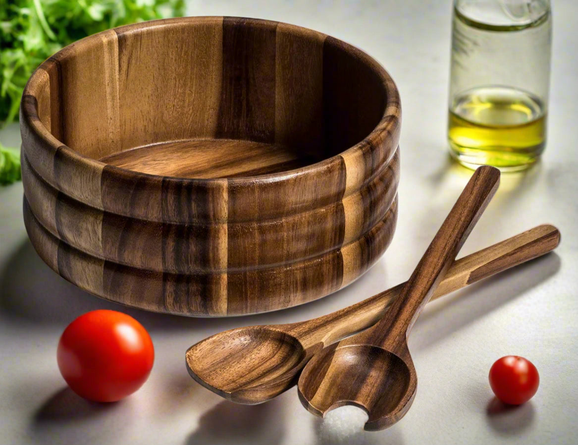 Large Salad Bowl with Servers - 330B3 by Kalmar Home - main product image for Resin Society