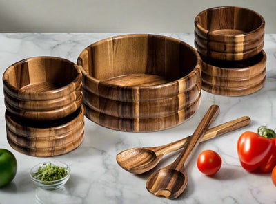Large Salad Bowl with Servers and 4 Individuals - 330B7 by Kalmar Home - main product image for Resin Society