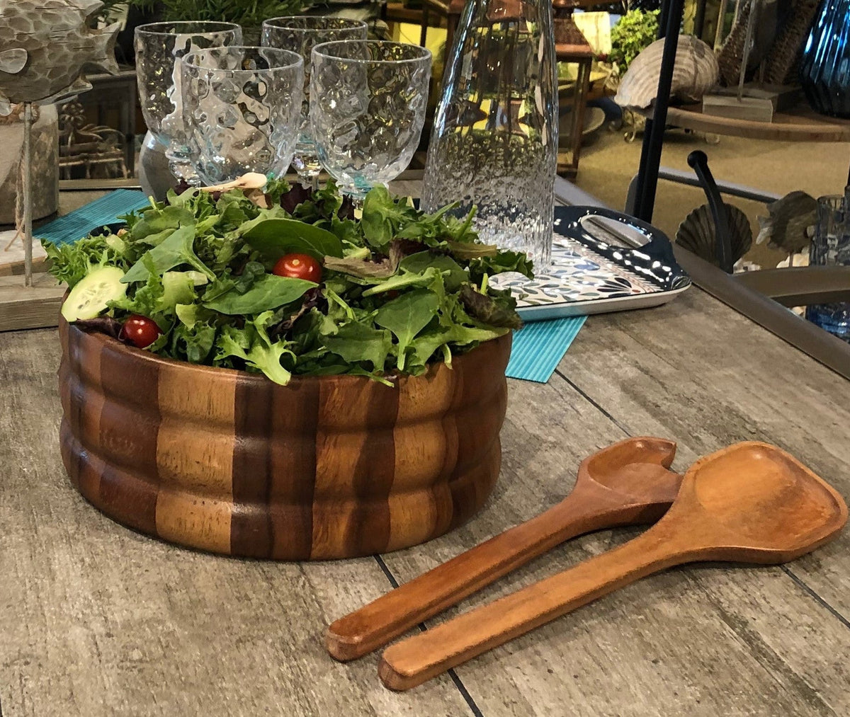 Extra Large Salad Bowl with Servers - 330C3 by Kalmar Home - product image 2 for Resin Society