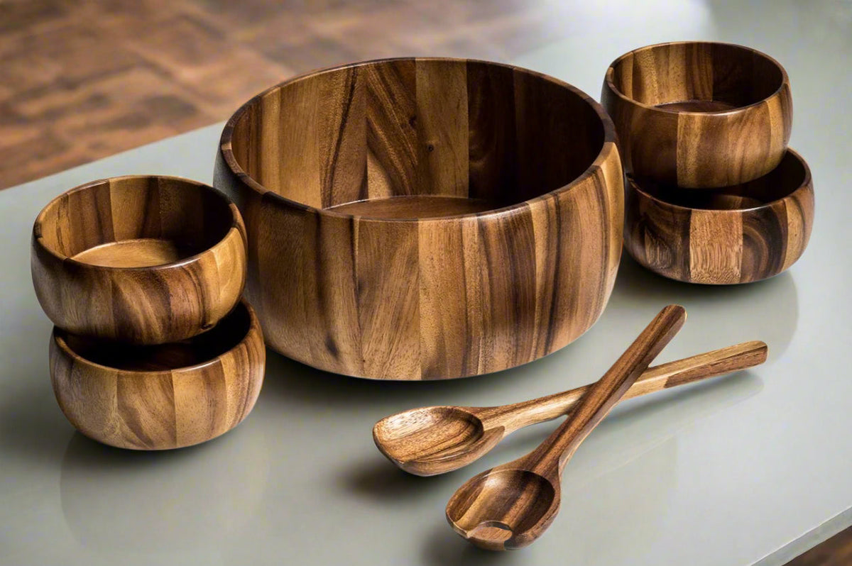 Extra Large Salad Bowl with Servers and 4 Individuals - 332C7 by Kalmar Home - main product image for Resin Society