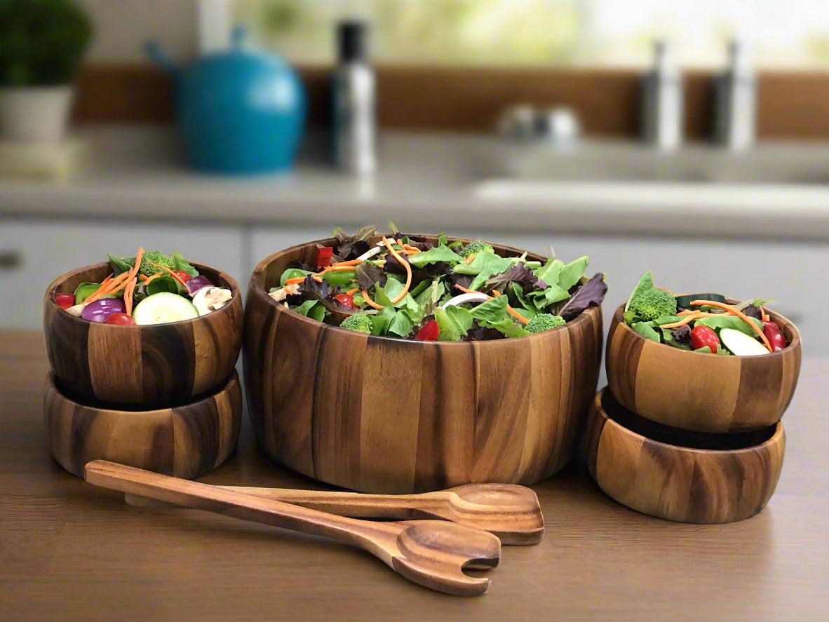 Extra Large Salad Bowl with Servers and 4 Individuals - 332C7 by Kalmar Home - product image 2 for Resin Society