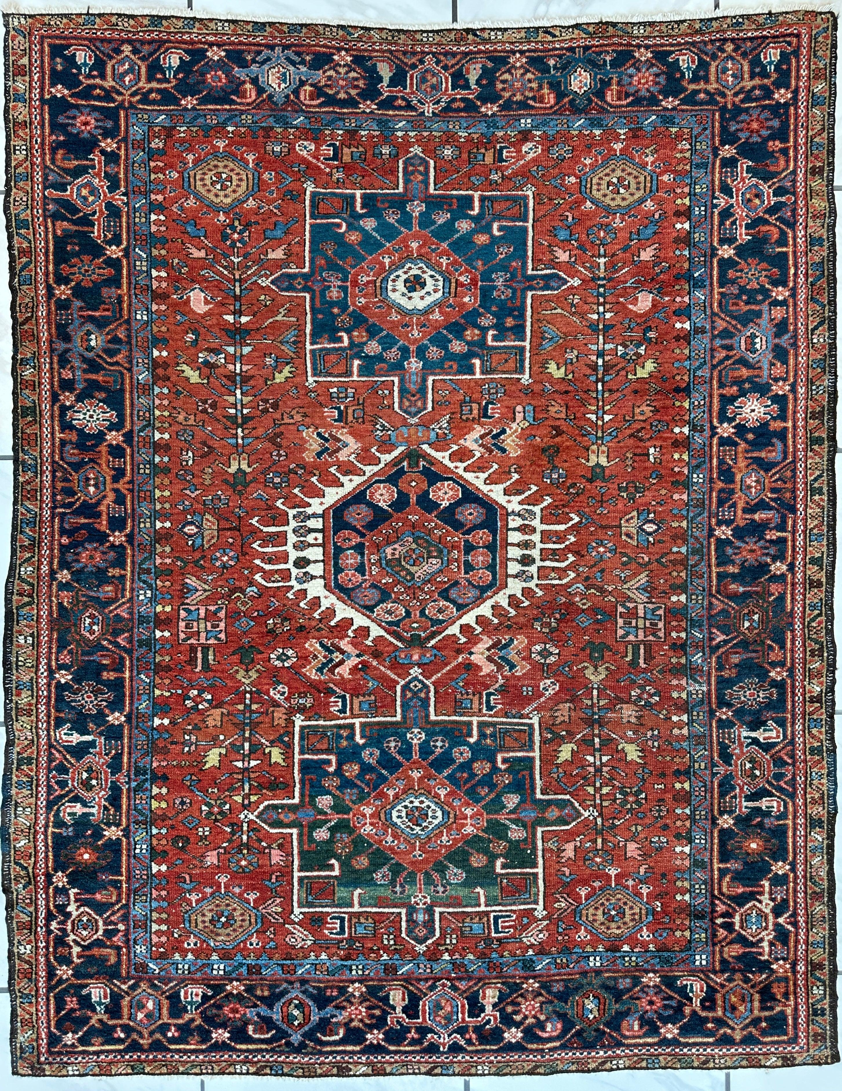 KARAJA Persian Antique Heriz Rug 4'9" x 6' by Rugistan - main product image for Resin Society