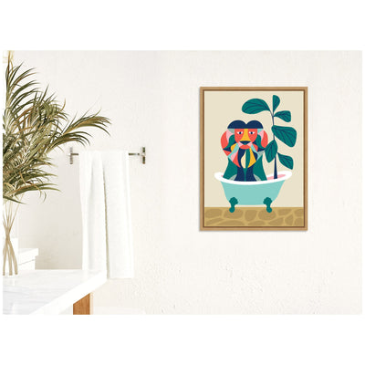 Sylvie MCM Lion in Bathtub Framed Canvas by Rachel Lee