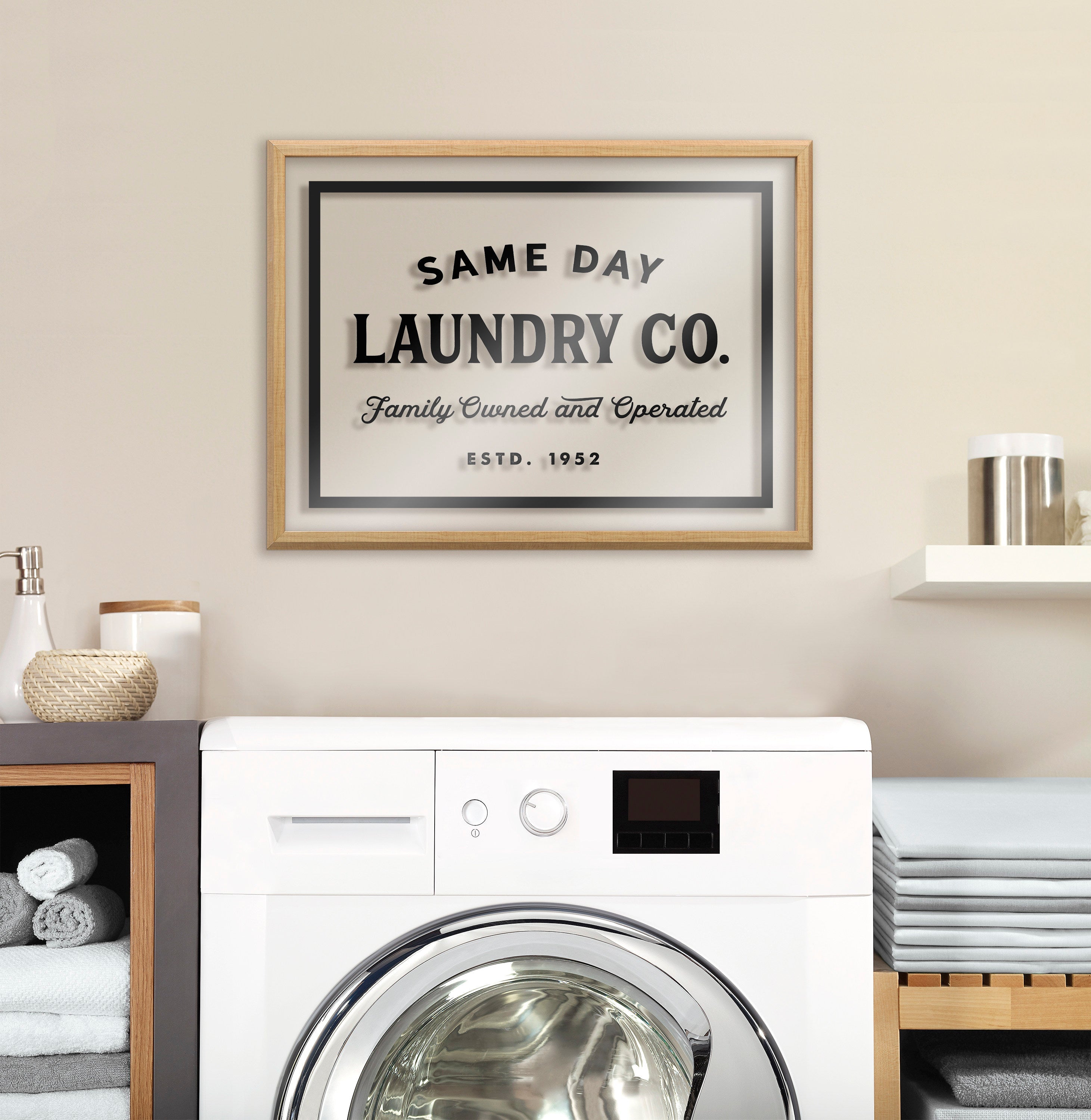 Blake Same Day Laundry Framed Printed Glass by kateandlaurel - product image 5 for Resin Society