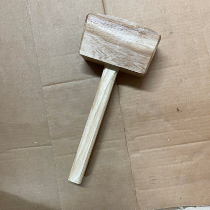 Handmade ash wooden carpenter's mallet with oiled finish