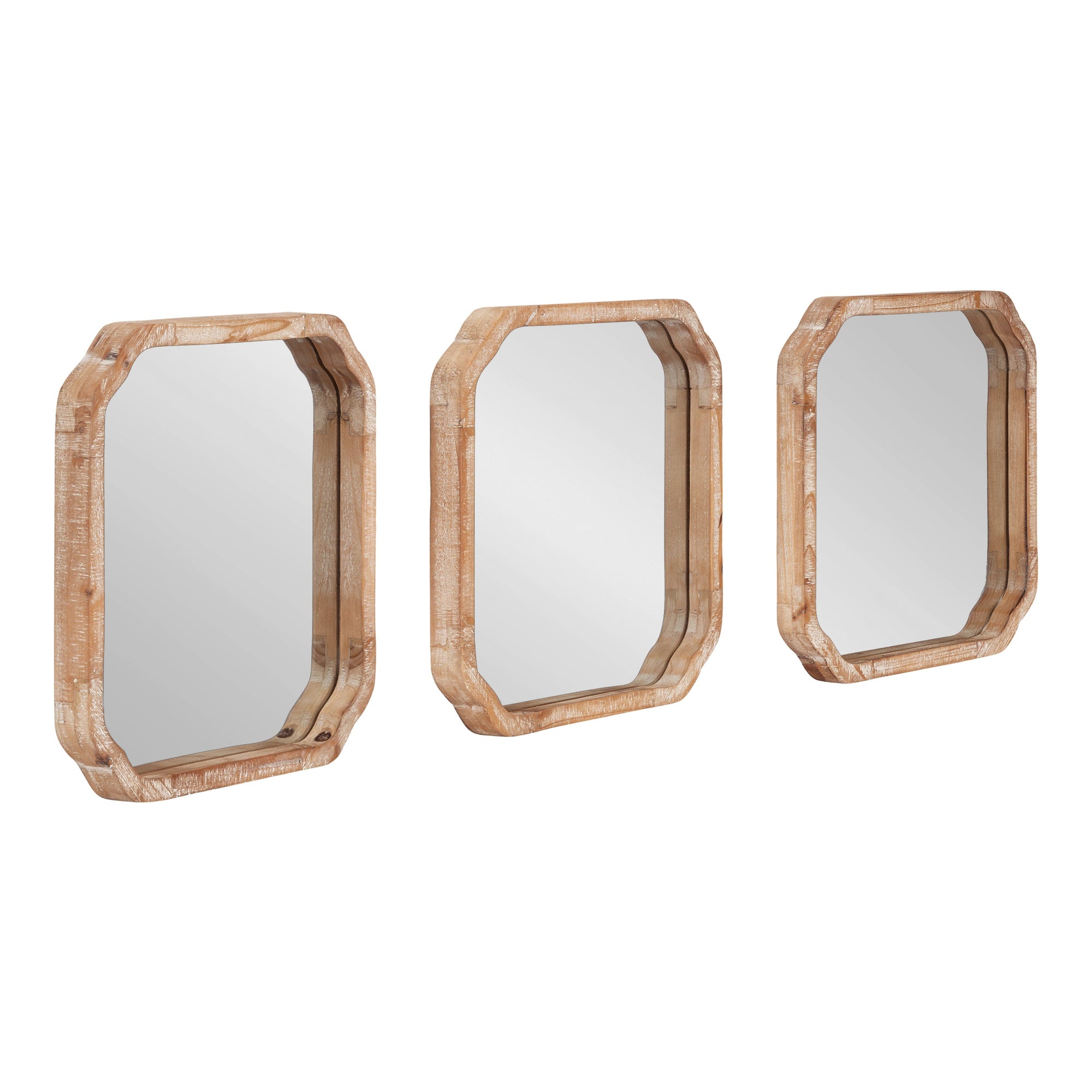 Marston Wood Wall Mirror Set showing three square mirrors with scalloped corners arranged on a wall