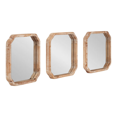 Marston Wood Wall Mirror Set showing three square mirrors with scalloped corners arranged on a wall
