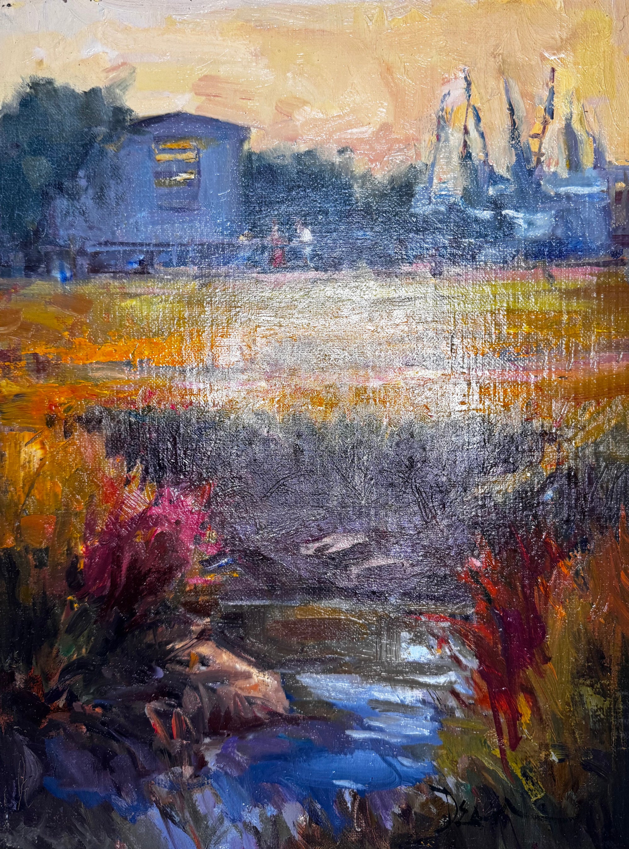 Thirty Three painting by John Beard Collection, plein air seaside landscape on board, 12x16 inches