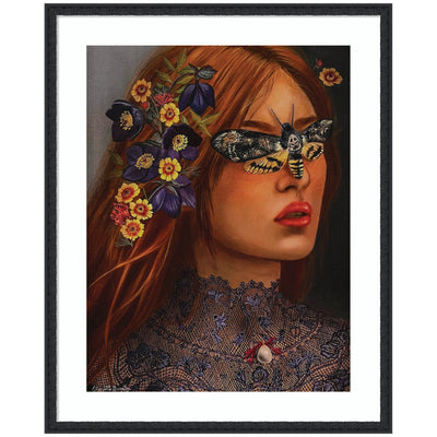 Framed Autumn print by Charlotte Brindley in Bethany Black frame on white wall