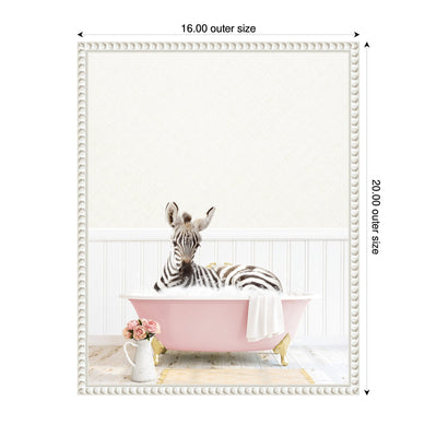 Sylvie Baby Zebra in Cottage Rose Bathtub Framed Canvas by Amy Peterson