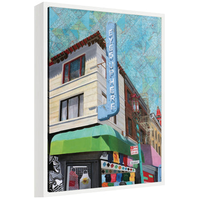 Eyes up Here framed canvas wall art print by Krista V.
Allenstein featuring abstract eyes in white Sylvie frame