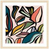 Framed wall art print titled Fanciful Ficus SQ Expansion by Alicia Bock showing a green ficus leaf against a soft background, displayed in a room setting.