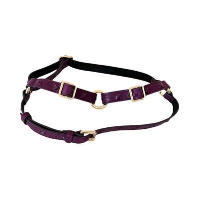 Glamorous Boysenberry Embossed Studded Italian Leather Harness