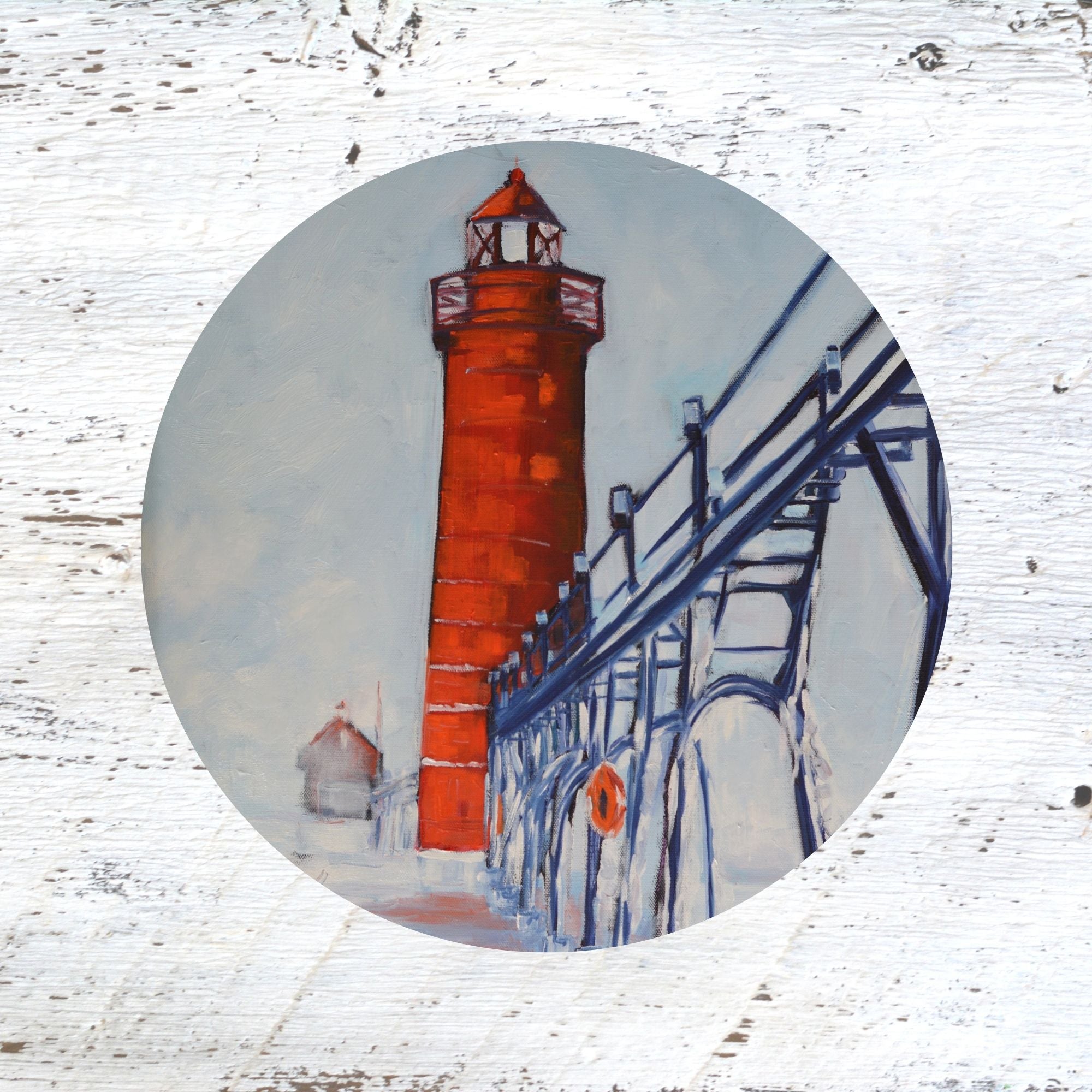 Rubber Grip Jar Opener - Grand Haven Lighthouse. Winter's Magic. by Dreese Fine Art - Resin Society