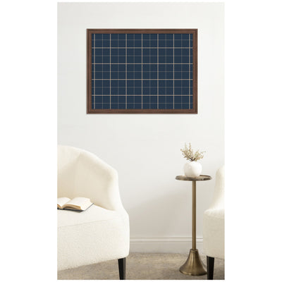Framed Fabric Pinboard Navy Blue Plaid Wall Organization