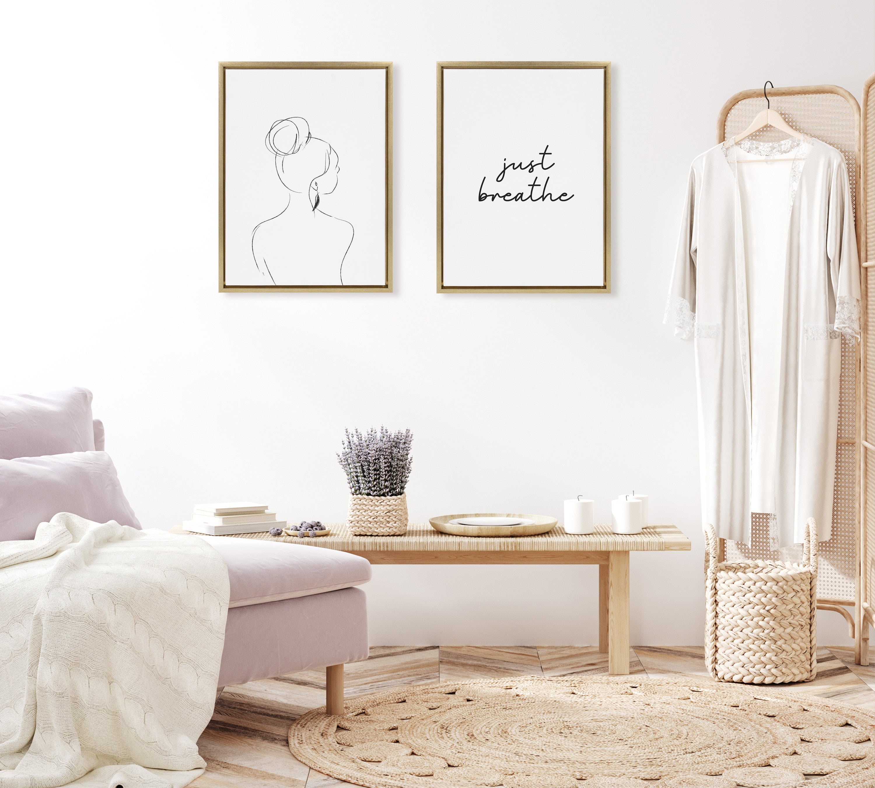 Sylvie Just Breathe BW Framed Canvas by kateandlaurel - product image 10 for Resin Society