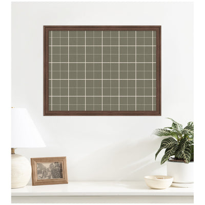 Framed Fabric Pinboard Sage Green Plaid Wall Organization