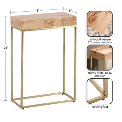 Karlsen Wood and Metal Slim Side Table