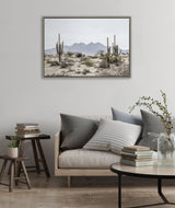 Sylvie Tall Saguaro Cacti Desert Mountain Framed Canvas by kateandlaurel - product image 2 for Resin Society