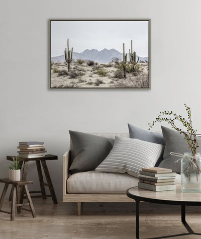 Sylvie Tall Saguaro Cacti Desert Mountain Framed Canvas by kateandlaurel - product image 2 for Resin Society