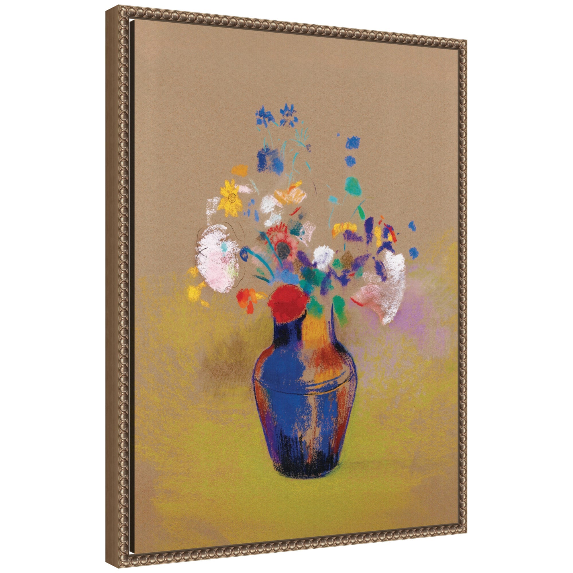 Fleurs Sur Fond Gris 1916 Odilon Redon by Nostalgia Prints Framed Canvas Wall Art Print