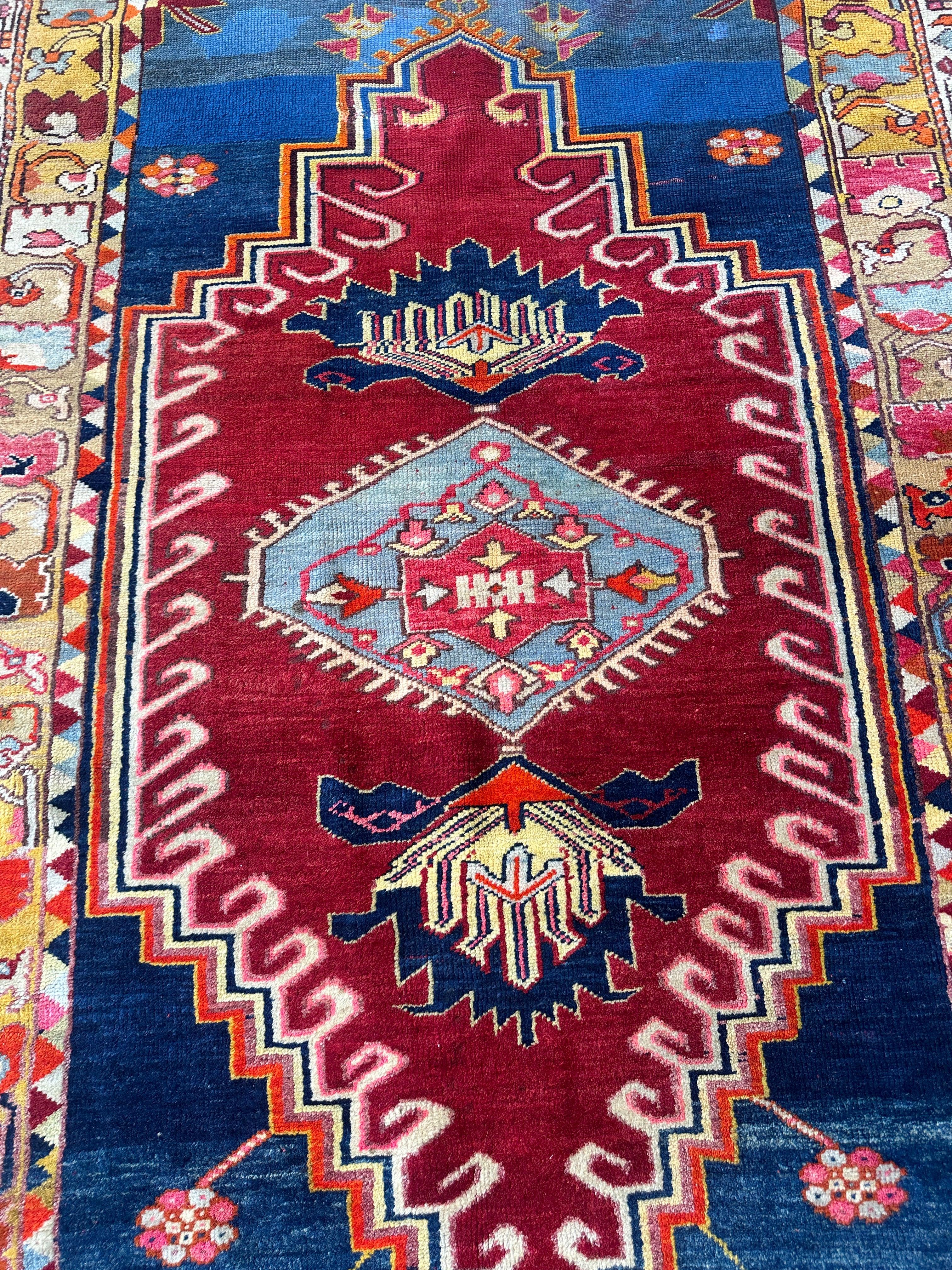 Hand-Knotted Antique Turkish Melas Wool Rug – 4'3" x 5'11" – Vibrant by Rugistan - product image 5 for Resin Society