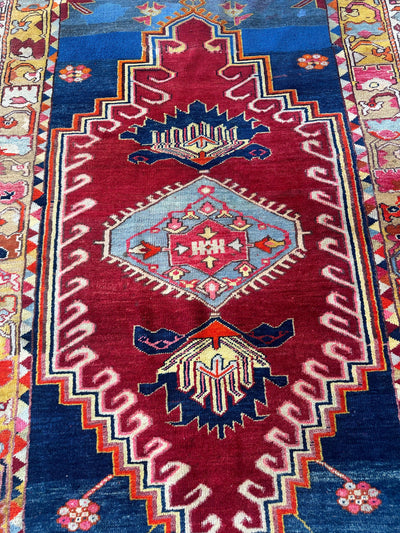 Hand-Knotted Antique Turkish Melas Wool Rug – 4'3" x 5'11" – Vibrant by Rugistan - product image 5 for Resin Society