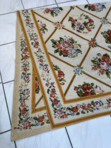 Handmade Needlepoint Floral Wool Rug – 9' 7" x 13' 5" – Vintage by Rugistan - product image 7 for Resin Society