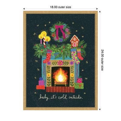 Sylvie Framed Canvas Christmas Fireplace by Shannon Snow