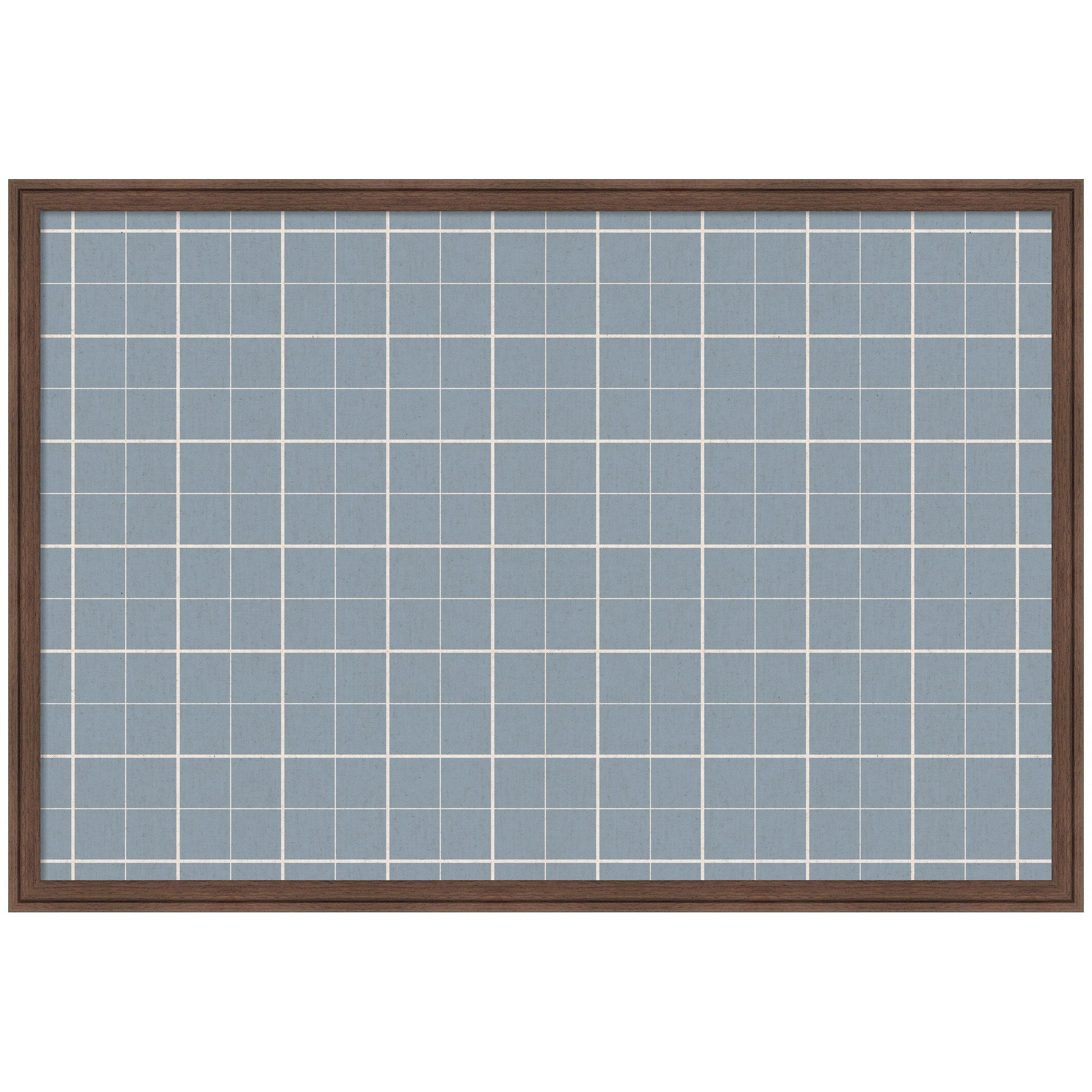 Framed Fabric Pinboard Light Blue Plaid Wall Organization