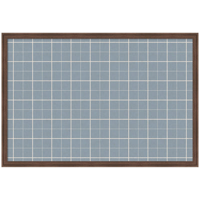 Framed Fabric Pinboard Light Blue Plaid Wall Organization