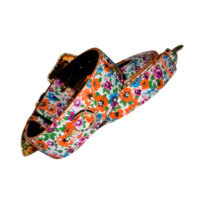 Poppy & Pansy Italian Leather Swarovski Crystal Buckle Collar & Leash Set