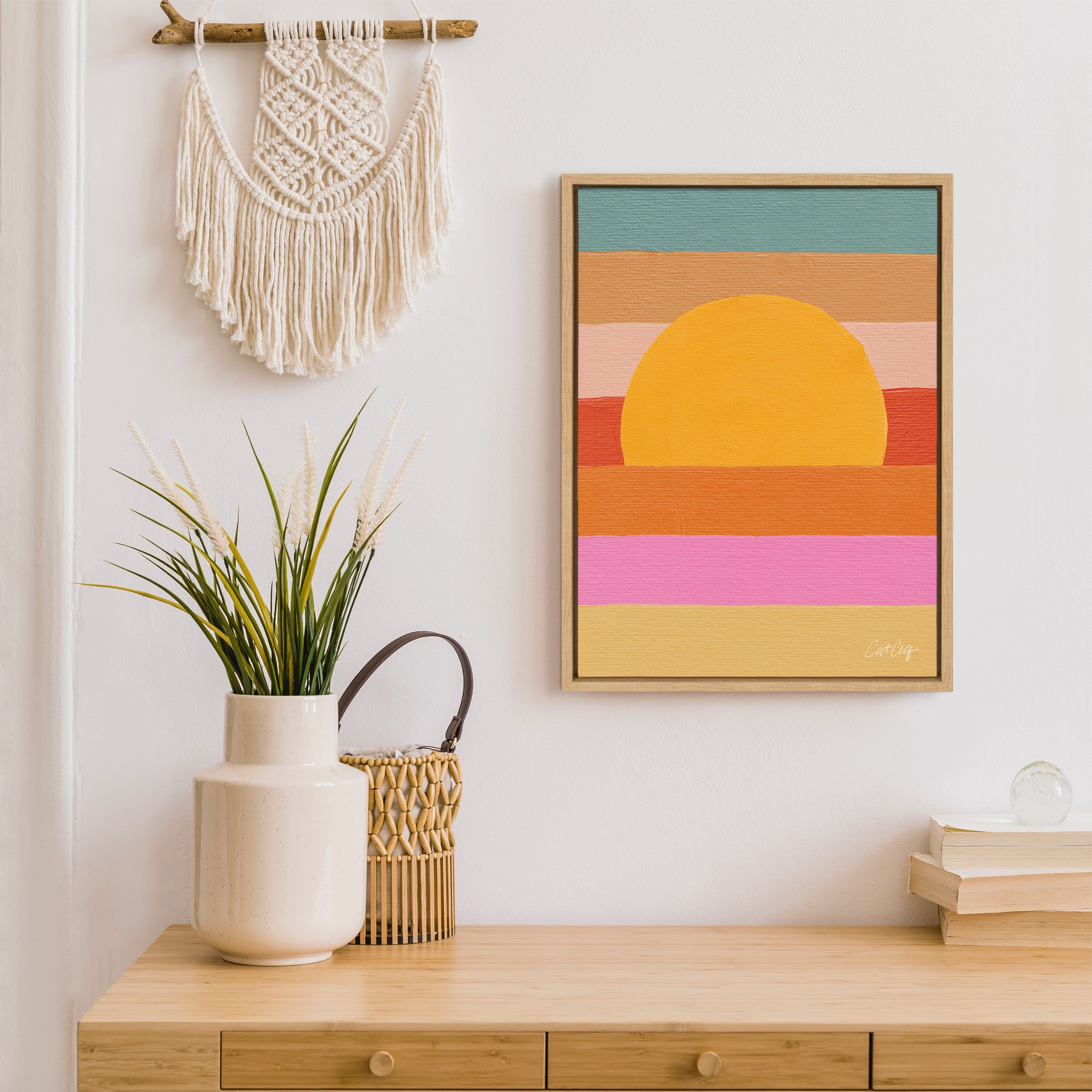 Sylvie Sunset Waves Framed Canvas