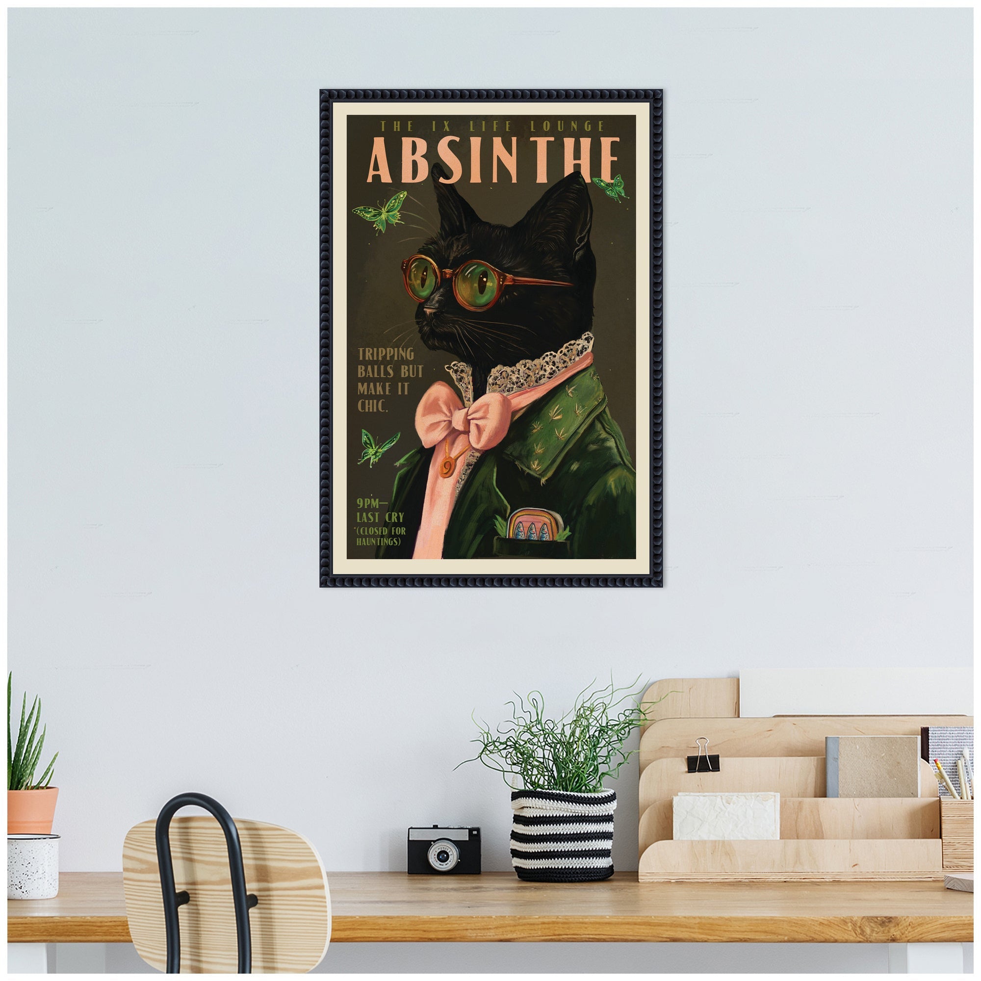 WG Absinthe Kitty by The Whiskey Ginger Framed Canvas Wall Art Print