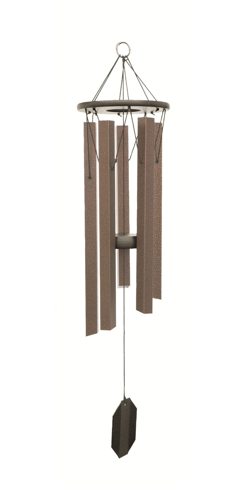 Amish handmade square aluminum wind chimes in outdoor garden setting