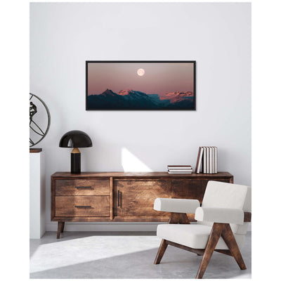 Sylvie Panoramic Pastel Moonrise over Icelandic Mountains Framed Canvas by Michael Schauer
