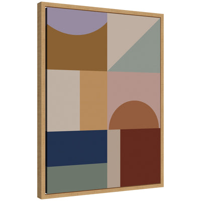Modern Bohemian Pattern 2 framed canvas wall art showing a detailed bohemian pattern in neutral tones in Sylvie frame