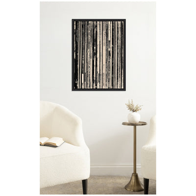 33 RPM Black and White by Robert Cadloff Framed Canvas Wall Art Print