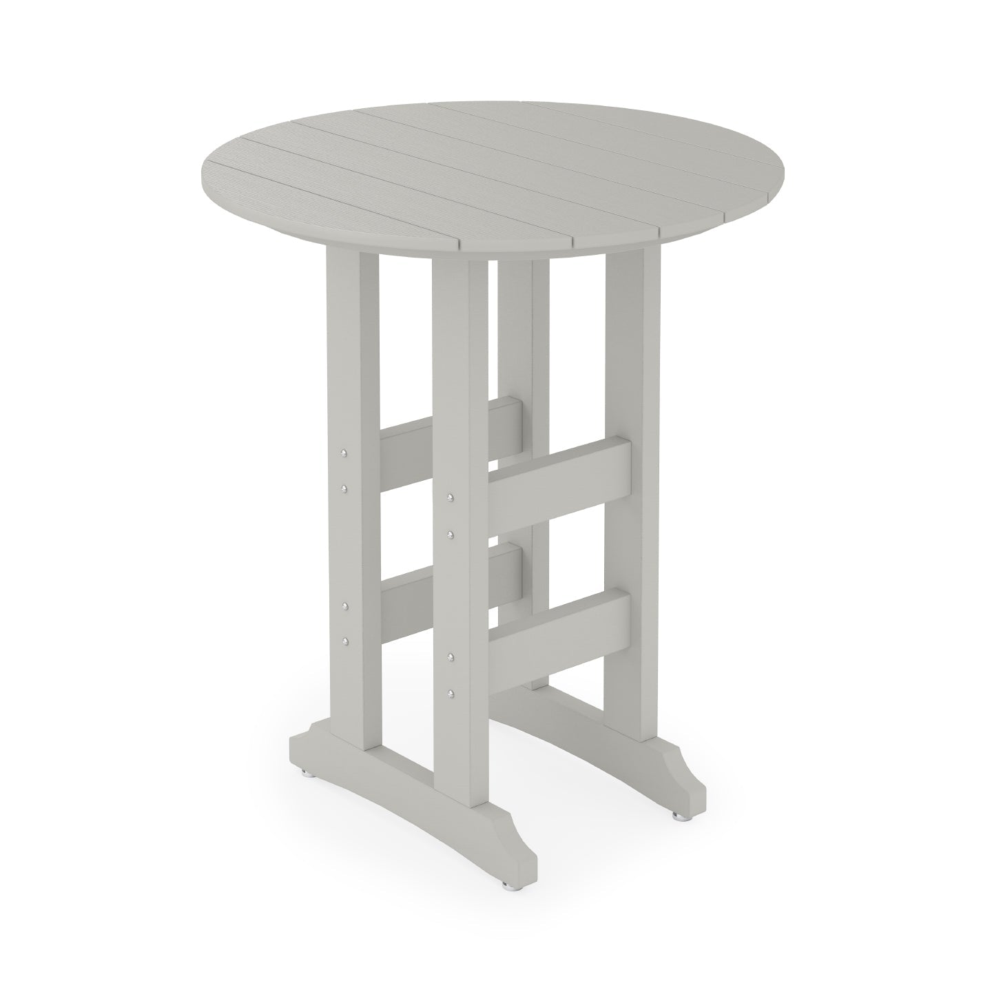 SoPoly 36 inch round bar height table in outdoor setting