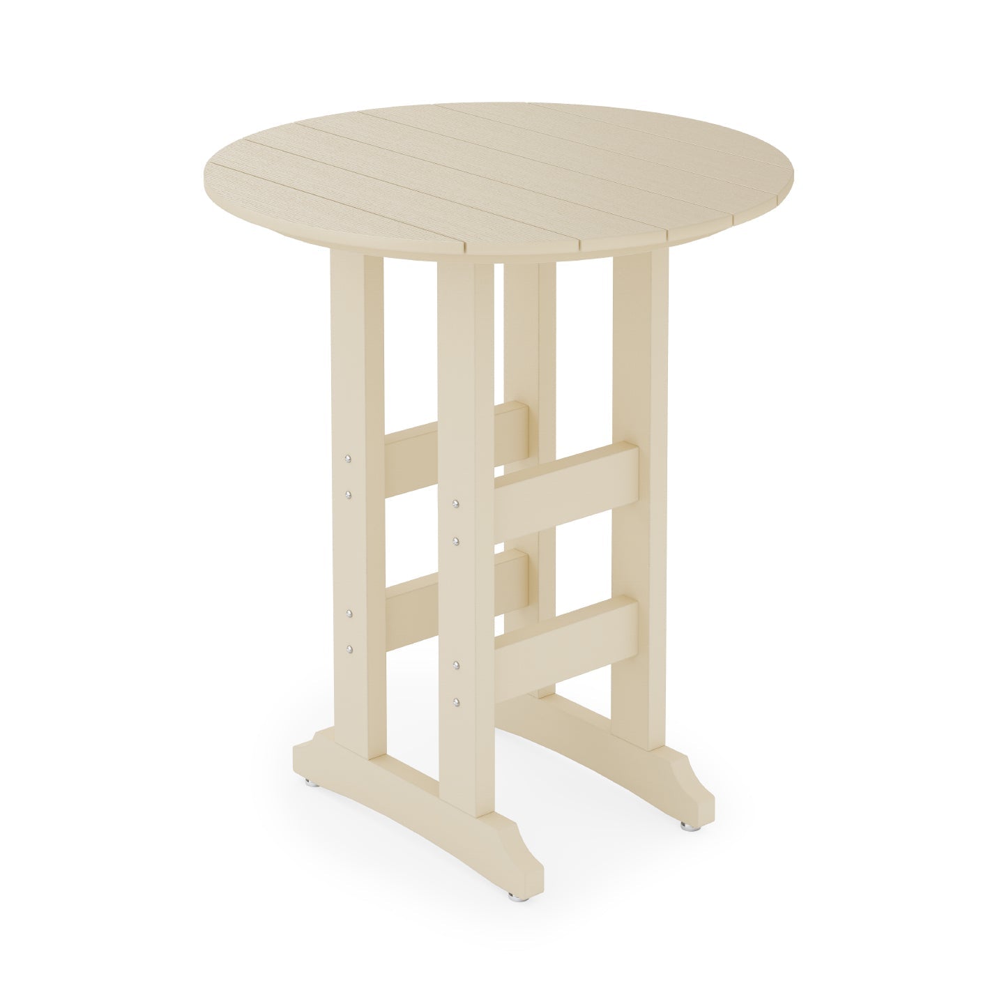 SoPoly 36 inch round bar height table in outdoor setting