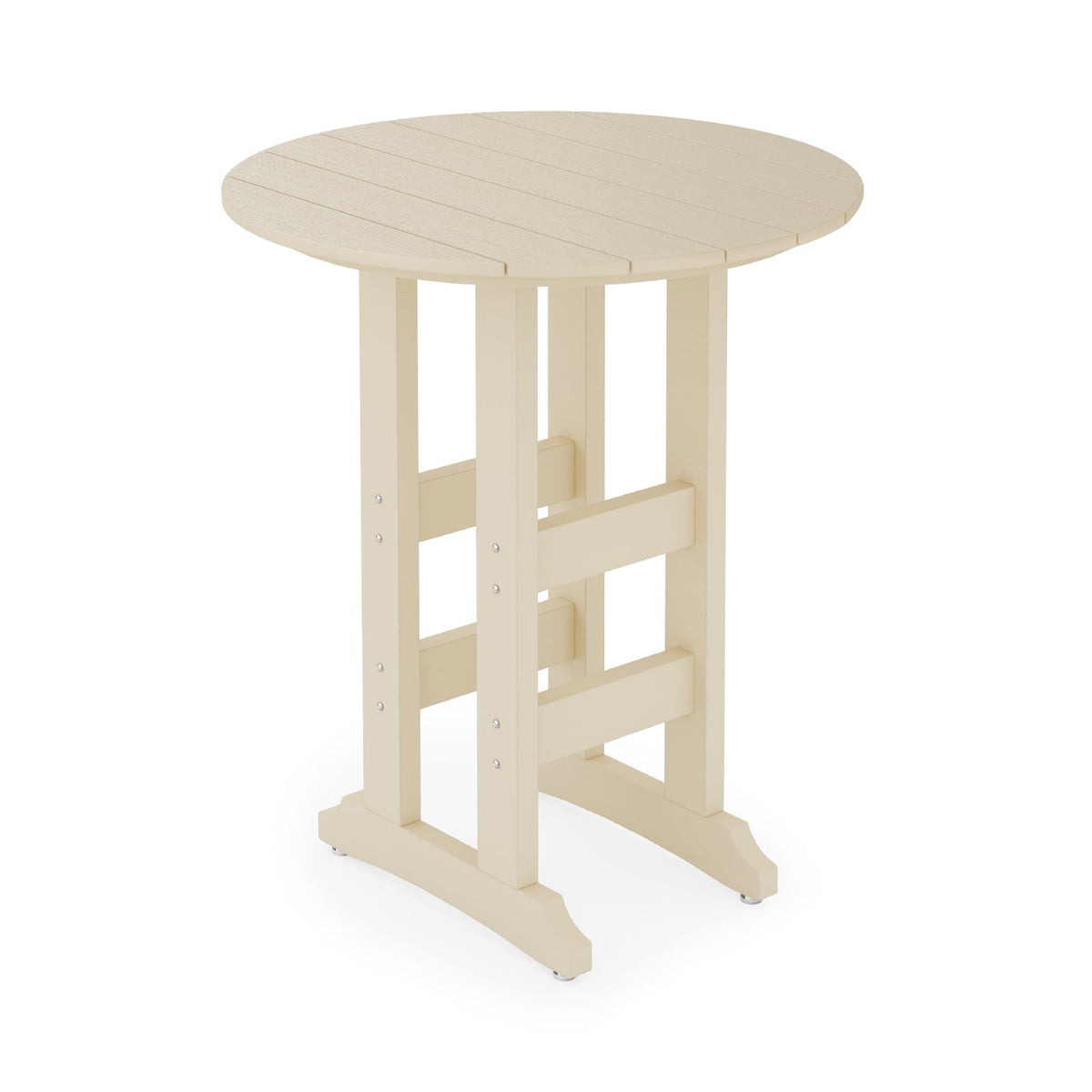 SoPoly 36 inch round bar height table in outdoor setting